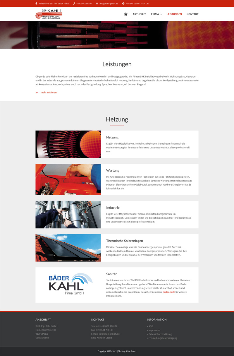 Kahl GmbH - Screenshot Fullsize Unterseite