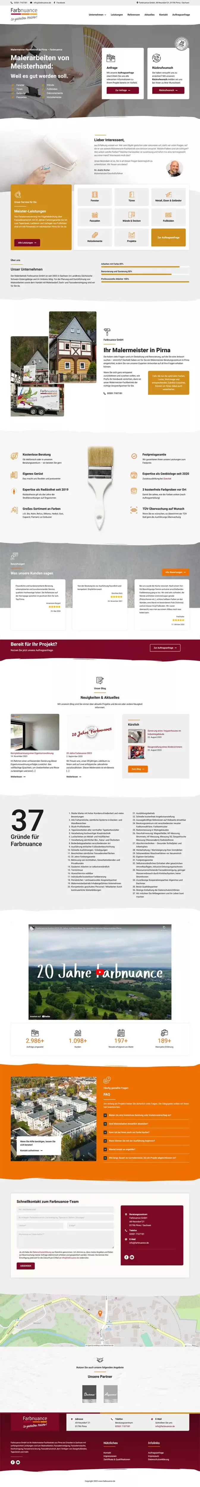 Farbnuance GmbH - Malermeister-Fachbetrieb aus Pirna - Screenshot Fullsize Startseite